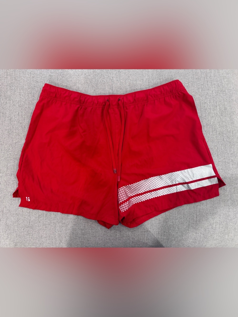 Sports Illustrated Swim Red Athletic Swim Shorts with White Stripe